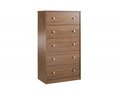 FaFurn Modern 5-Drawer Bedroom Chest Dresser in Wood Finish - Rustic Walnut