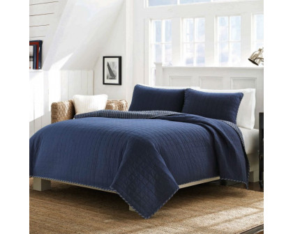 FaFurn - King Size Reversible Quilt Set in Indigo, Cotton