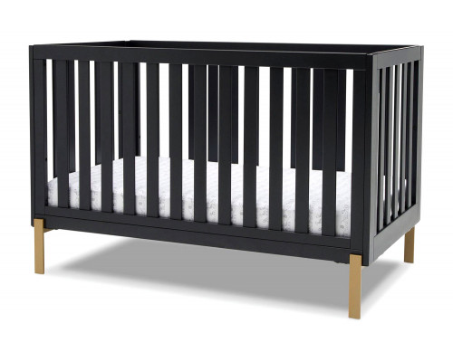 FaFurn Modern Contemporary Convertible Crib Toddler Bed - Black/Gold Bronze