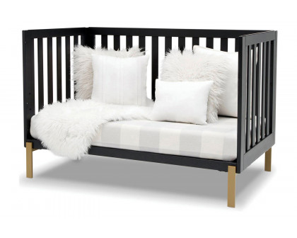 FaFurn Modern Contemporary Convertible Crib Toddler Bed - Black/Gold Bronze