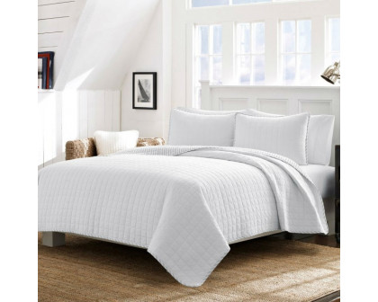 FaFurn - King Size Reversible Quilt Set in White, Cotton