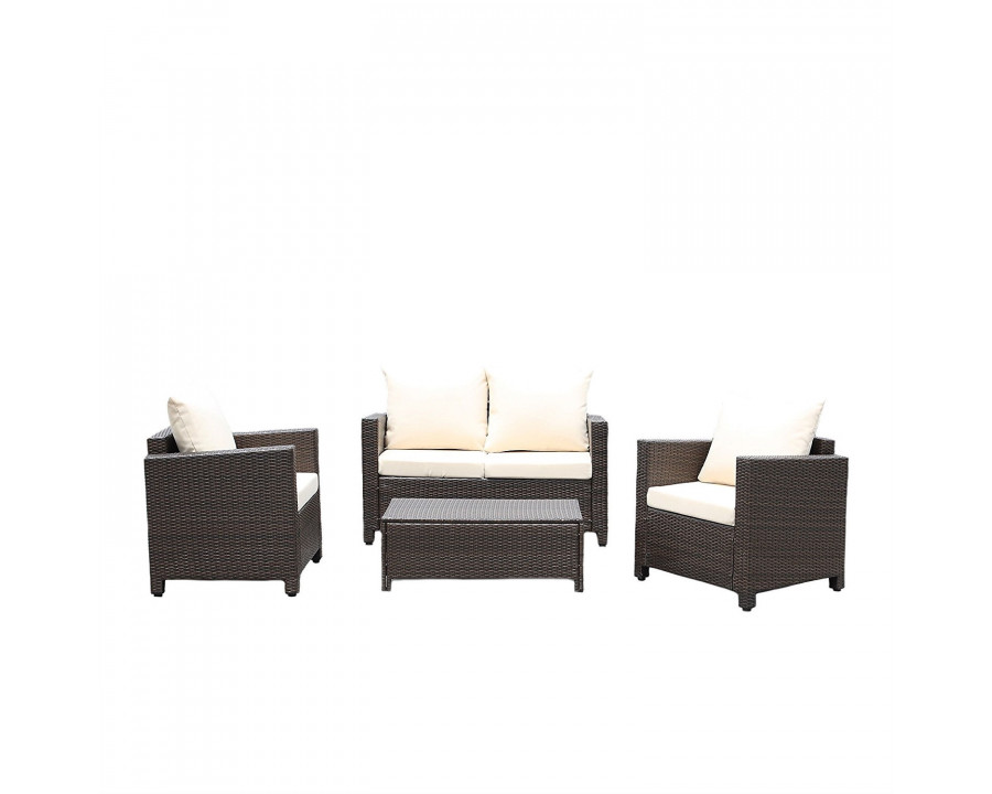 FaFurn - 4-Piece Patio Furniture Set with Cushions in Resin