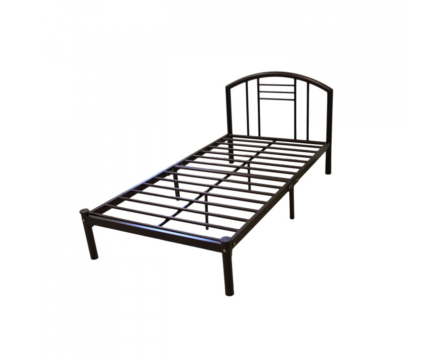 FaFurn - Full Size Platform Bed Frame with Headboard in Bronze, Metal