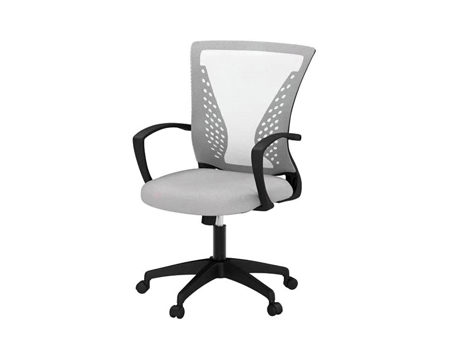 FaFurn Modern Mid-Back Office Desk Chair Ergonomic Mesh with Armrest On Wheels - Gray/Black