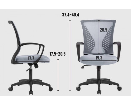 FaFurn Modern Mid-Back Office Desk Chair Ergonomic Mesh with Armrest On Wheels - Gray/Black