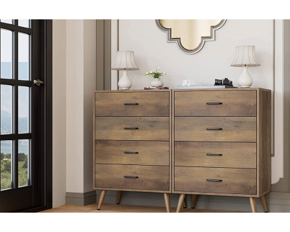 FaFurn - Modern Scandinavian Mid-Century 4-Drawer Chest Cabinet in Brown Wood Finish