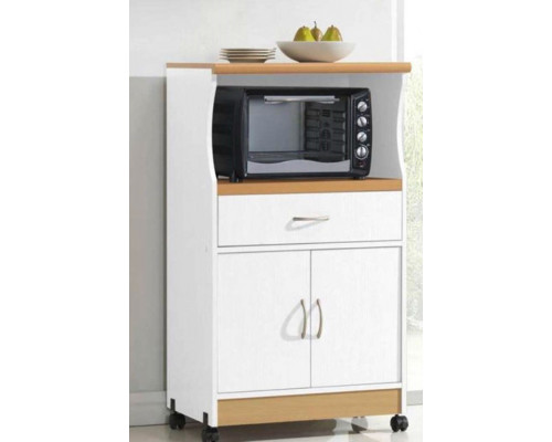 FaFurn - White Kitchen Utility Cabinet Microwave Cart with Caster Wheels