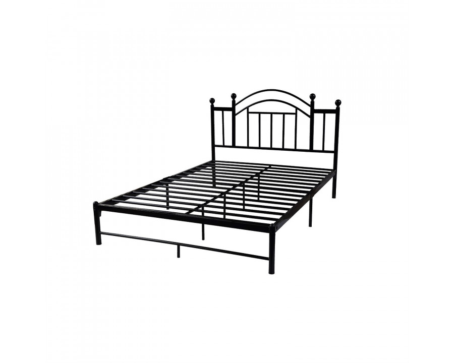 FaFurn - Queen Size Platform Bed Frame with Arch Style Headboard in Black, Metal