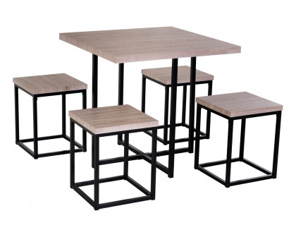 FaFurn - Farmhouse 5 Piece Square Wood Steel Kitchen Dining Set