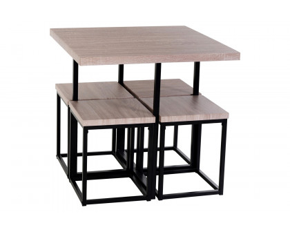 FaFurn Farmhouse 5 Piece Square Wood Steel Kitchen Dining Set - Natural/Black