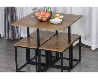 FaFurn - Farmhouse 5 Piece Square Wood Steel Kitchen Dining Set