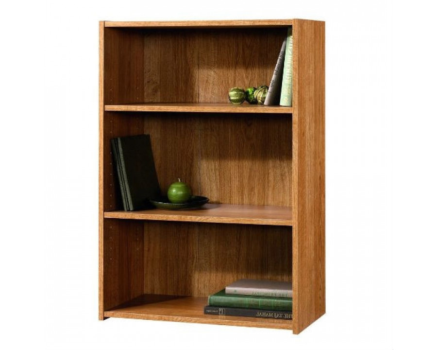 FaFurn - Modern 3-Shelf Bookcase with 2 Adjustable Shelves in Wood