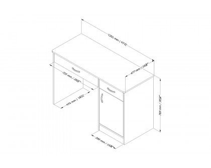 FaFurn - Home Office Work Desk in Black Finish