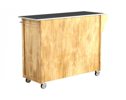 FaFurn - Stainless Steel Top Wooden Kitchen Cart Island with Casters