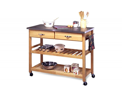 FaFurn - Stainless Steel Top Kitchen Cart Utility Table with Locking Wheels