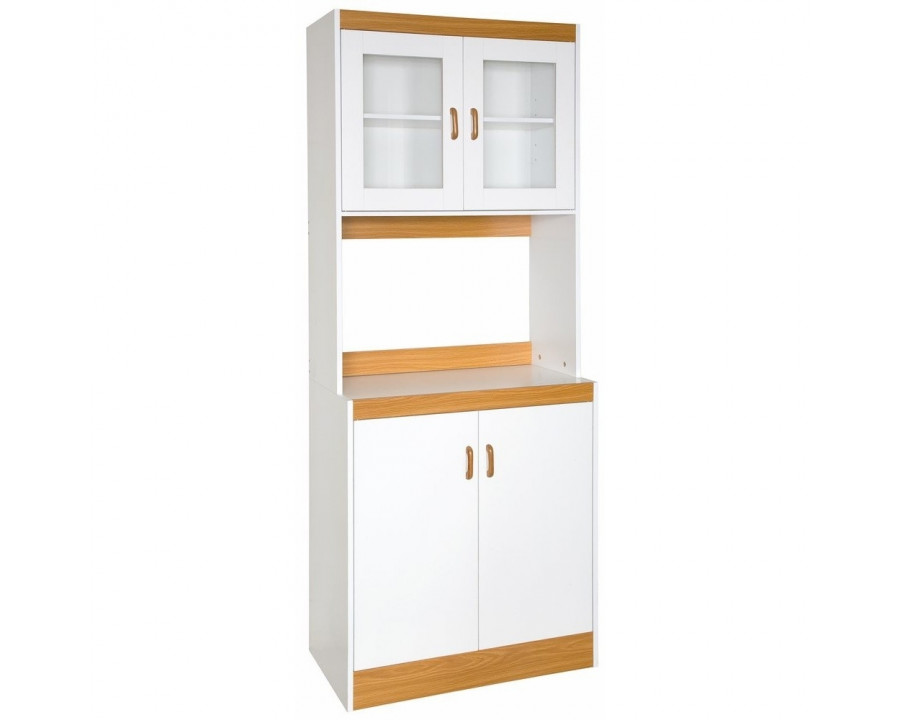 FaFurn - Tall Kitchen Cabinet with Microwave Space in White