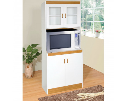 FaFurn - Tall Kitchen Cabinet with Microwave Space in White