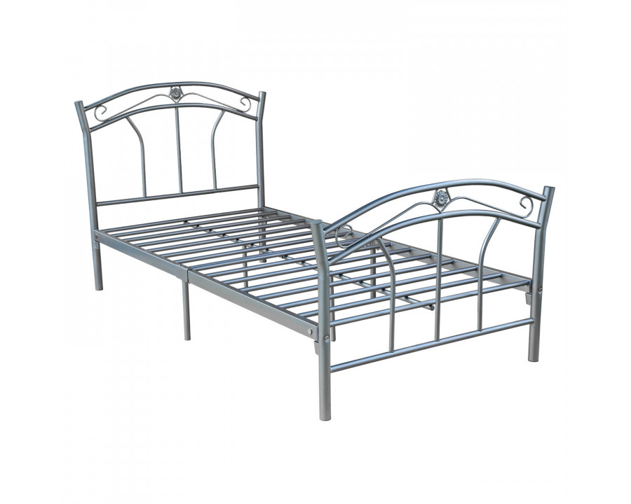 FaFurn - Twin Size Platform Bed Frame with Headboard/Footboard in Metal