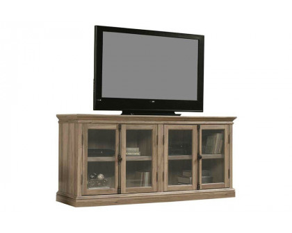 FaFurn - Salt Oak Wood Finish TV Stand with Tempered Glass Doors Fits Up To 80-Inch Tv