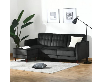 FaFurn - Modern Reversible L-Shaped Sectional in Black