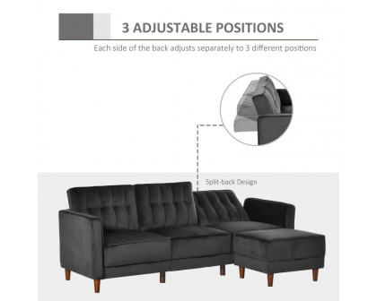 FaFurn - Modern Reversible L-Shaped Sectional in Black