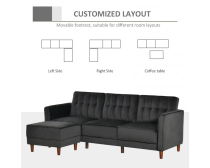 FaFurn - Modern Reversible L-Shaped Sectional in Black