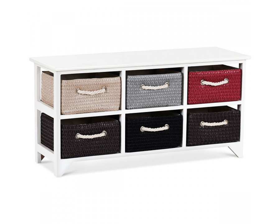 FaFurn - 2-Tier Chest Dresser with 6 Baskets Drawers in White