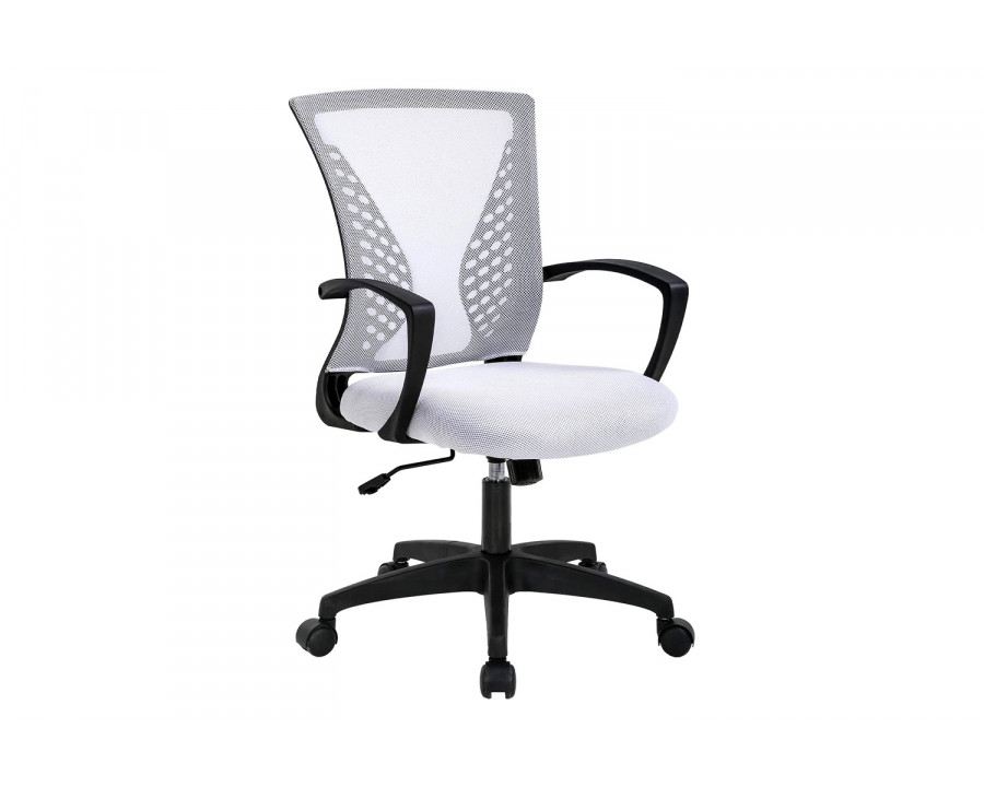 FaFurn Modern Mid-Back Office Desk Chair Ergonomic Mesh with Armrest On Wheels - White/Black