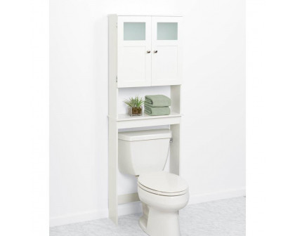 FaFurn Bathroom Storage Cabinet with Glass Panel Doors - White