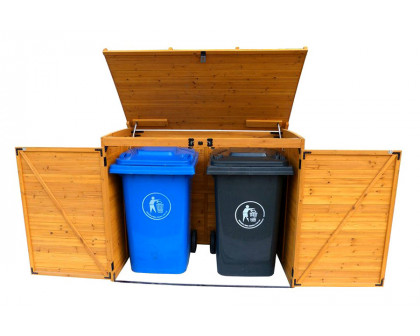 FaFurn - Outdoor 65 X 38 Inch Wood Storage Shed For Trash Garbage Recycle Bins