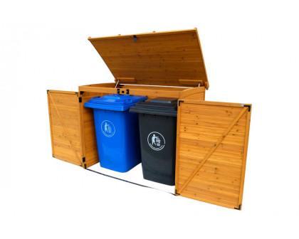 FaFurn - Outdoor 65 X 38 Inch Wood Storage Shed For Trash Garbage Recycle Bins