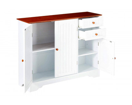 FaFurn Sideboard Buffet Cabinet with Finish Top and Knobs - White/Walnut