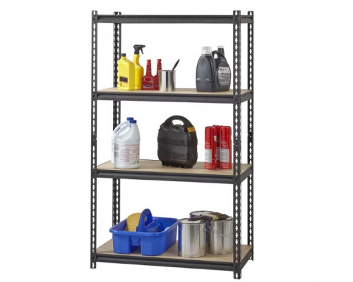 FaFurn - 4-Shelf Storage Rack Shelving Unit in Black