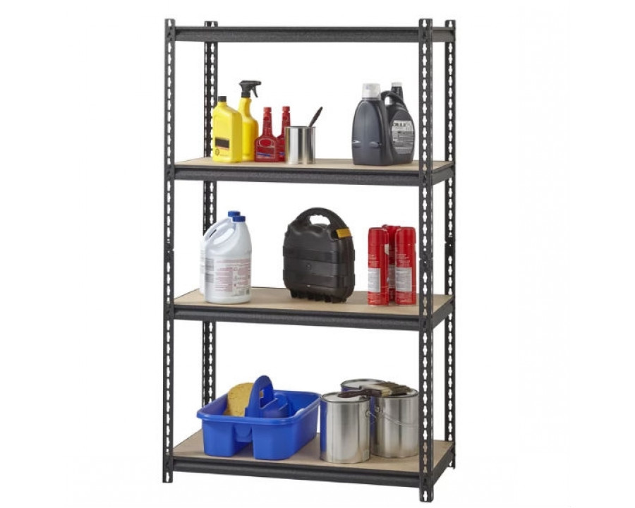 FaFurn - 4-Shelf Storage Rack Shelving Unit in Black