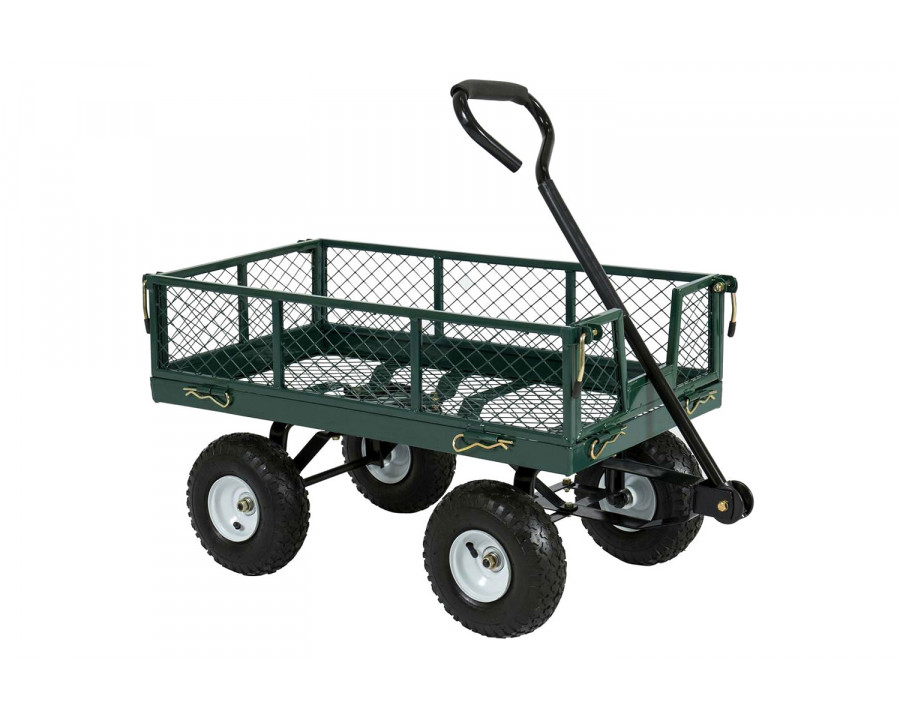 FaFurn Heavy Duty Steel Garden Utility Cart Wagon with Removable Sides - Green