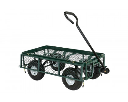 FaFurn Heavy Duty Steel Garden Utility Cart Wagon with Removable Sides - Green