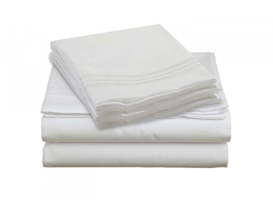 FaFurn 4-Piece Silky Soft Microfiber Sheet Set - White, Queen Size