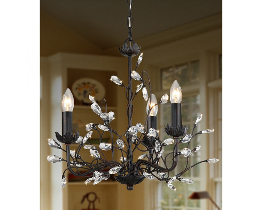 FaFurn - 3-Light Chandelier in Iron/Crystal