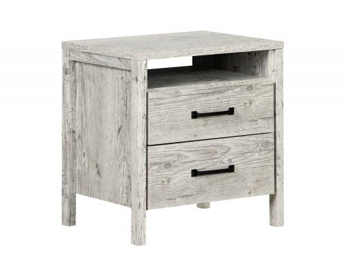 FaFurn Modern 2 Drawer Nightstand Cubby Storage Shelf - Washed Pine