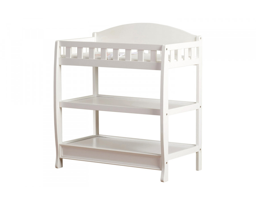 FaFurn Modern Wooden Baby Changing Table with Safety Rail Pad and Strap - White