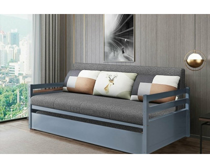 FaFurn Twin/Twin Dorm Style Trundle Daybed Platform Bed Frame - Gray