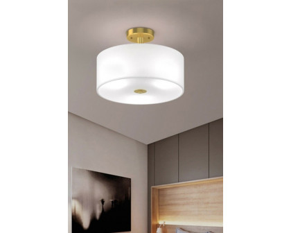 FaFurn - Modern 3-Light Ceiling Mount Glass Pendant Drum Lamp Chandelier White Bronze