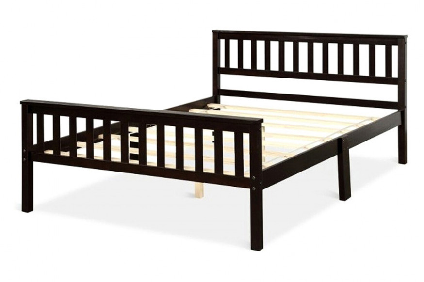 FaFurn™ - Full Size Modern Espresso Solid Pine Wooden Platform Bed Frame