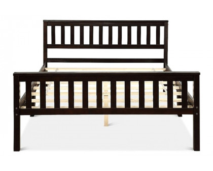 FaFurn™ - Full Size Modern Espresso Solid Pine Wooden Platform Bed Frame