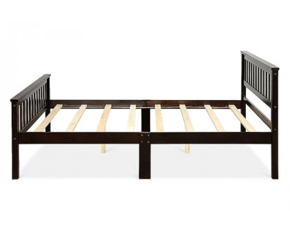 FaFurn™ - Full Size Modern Espresso Solid Pine Wooden Platform Bed Frame