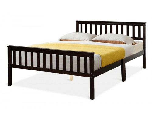 FaFurn - Full Size Modern Espresso Solid Pine Wooden Platform Bed Frame