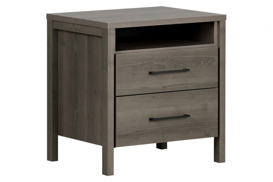 FaFurn™ Modern 2 Drawer Nightstand Cubby Storage Shelf - Gray