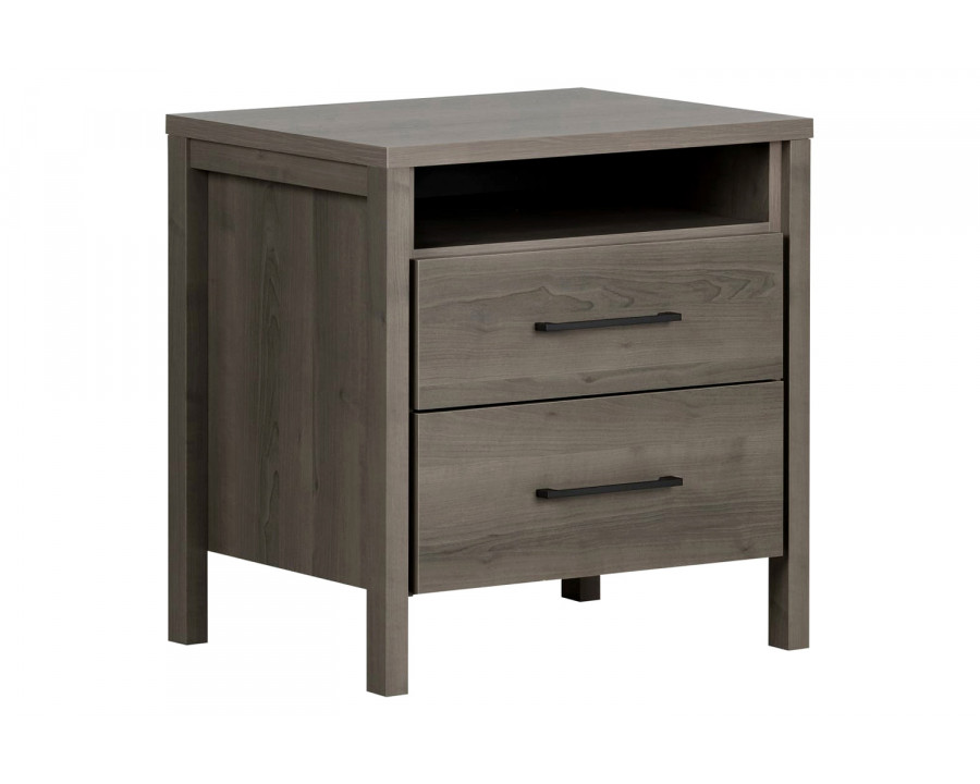 FaFurn Modern 2 Drawer Nightstand Cubby Storage Shelf - Gray