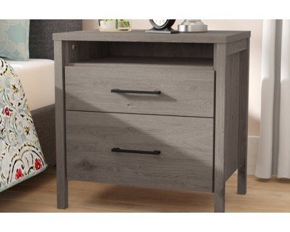 FaFurn™ Modern 2 Drawer Nightstand Cubby Storage Shelf - Gray