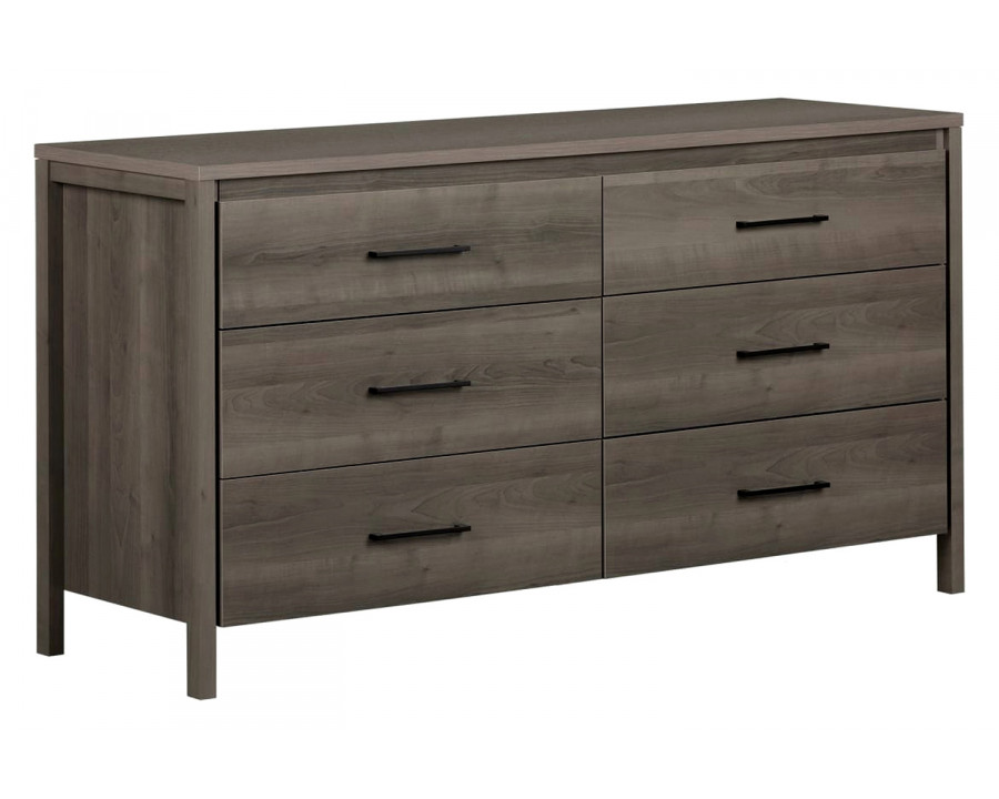 FaFurn Modern 6 Drawer Double Dresser - Gray